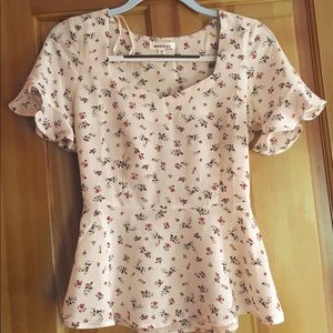 Cream Floral Monteau Short Sleeved Blouse